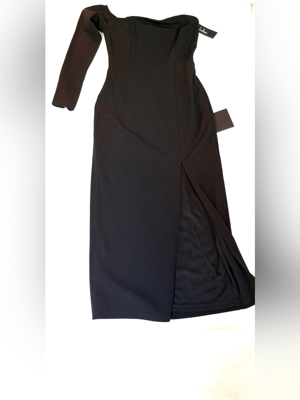 Lulus Black Midi Dress with Side Slit
